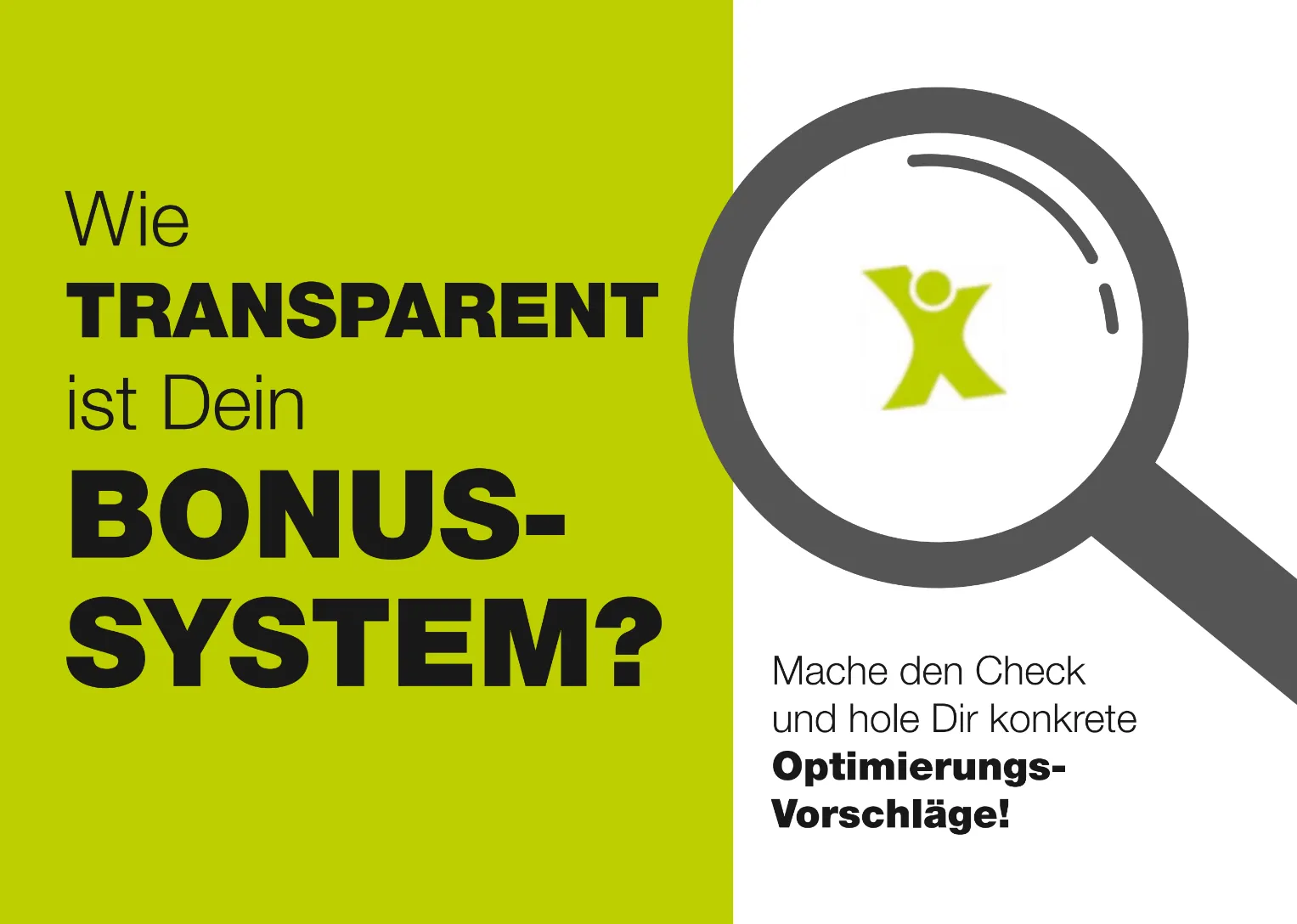 Karte mit dem Aufschrieb 'Wie transparent ist Dein Bonusssystem?'